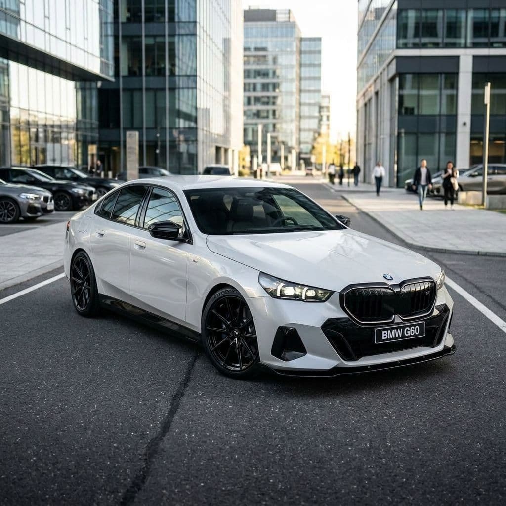 BMW 5 Series with Pearl White paint job - AI generated preview