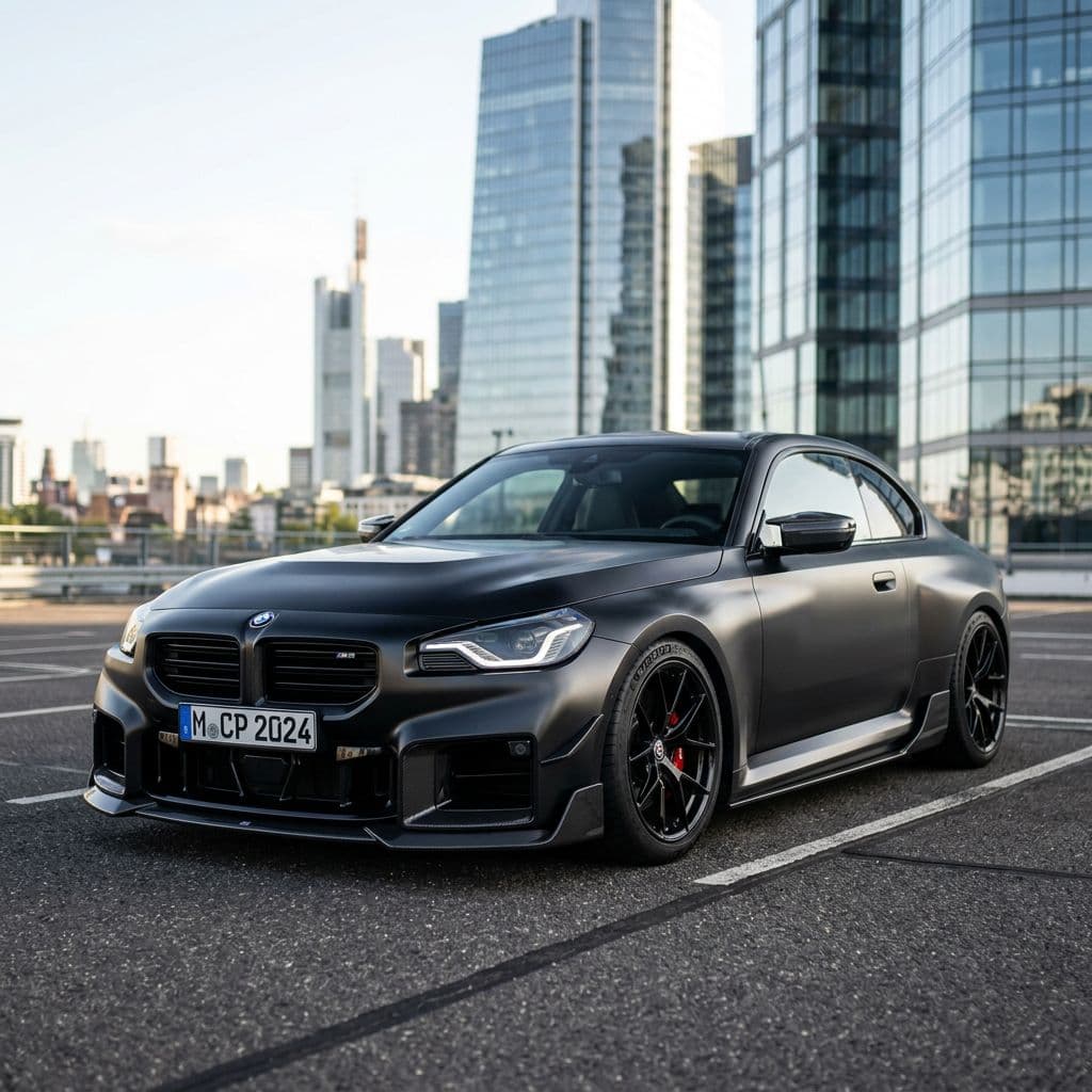 BMW M2 with Matte Black paint job - AI generated preview
