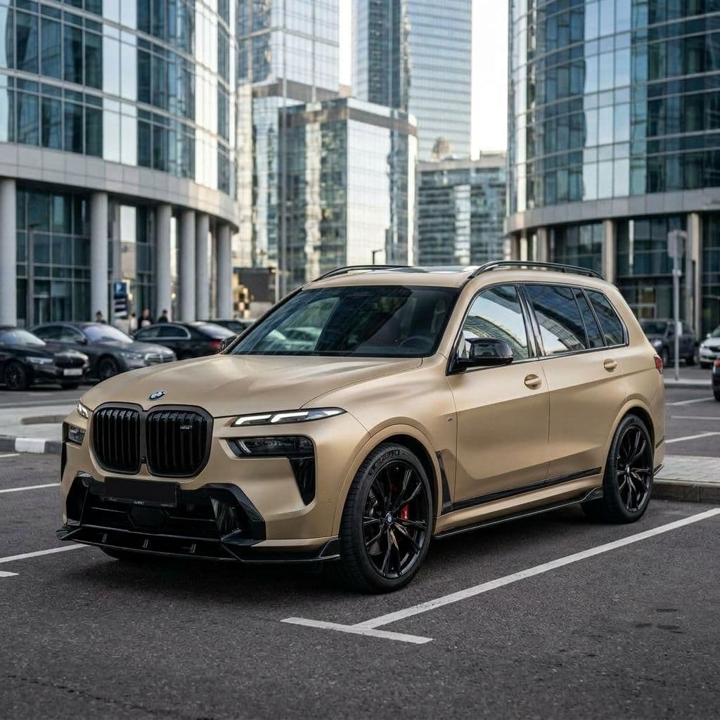 BMW X7 with Champagne paint job - AI generated preview