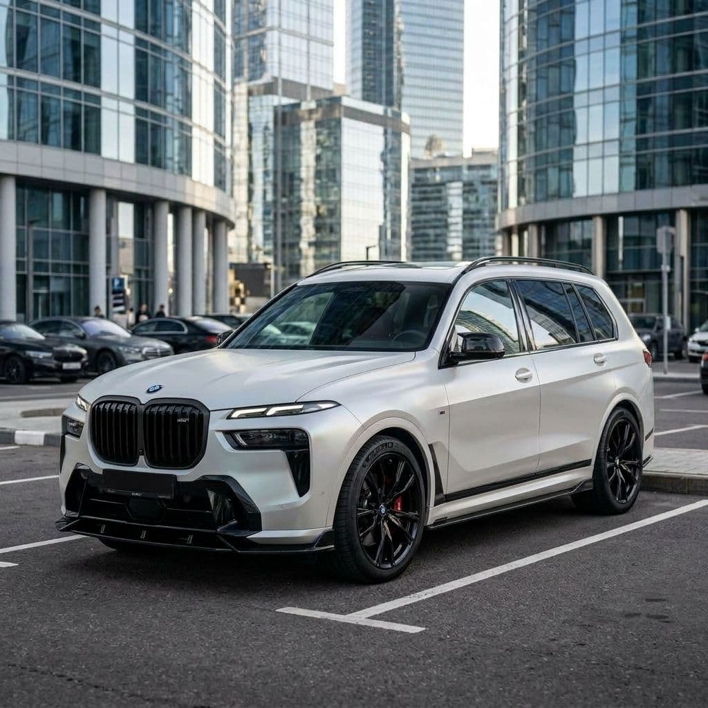 BMW X7 with Pearl White paint job - AI generated preview