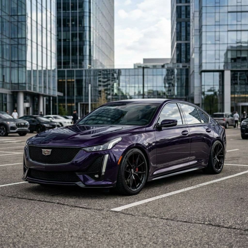 Cadillac CT5 with Midnight Purple paint job - AI generated preview