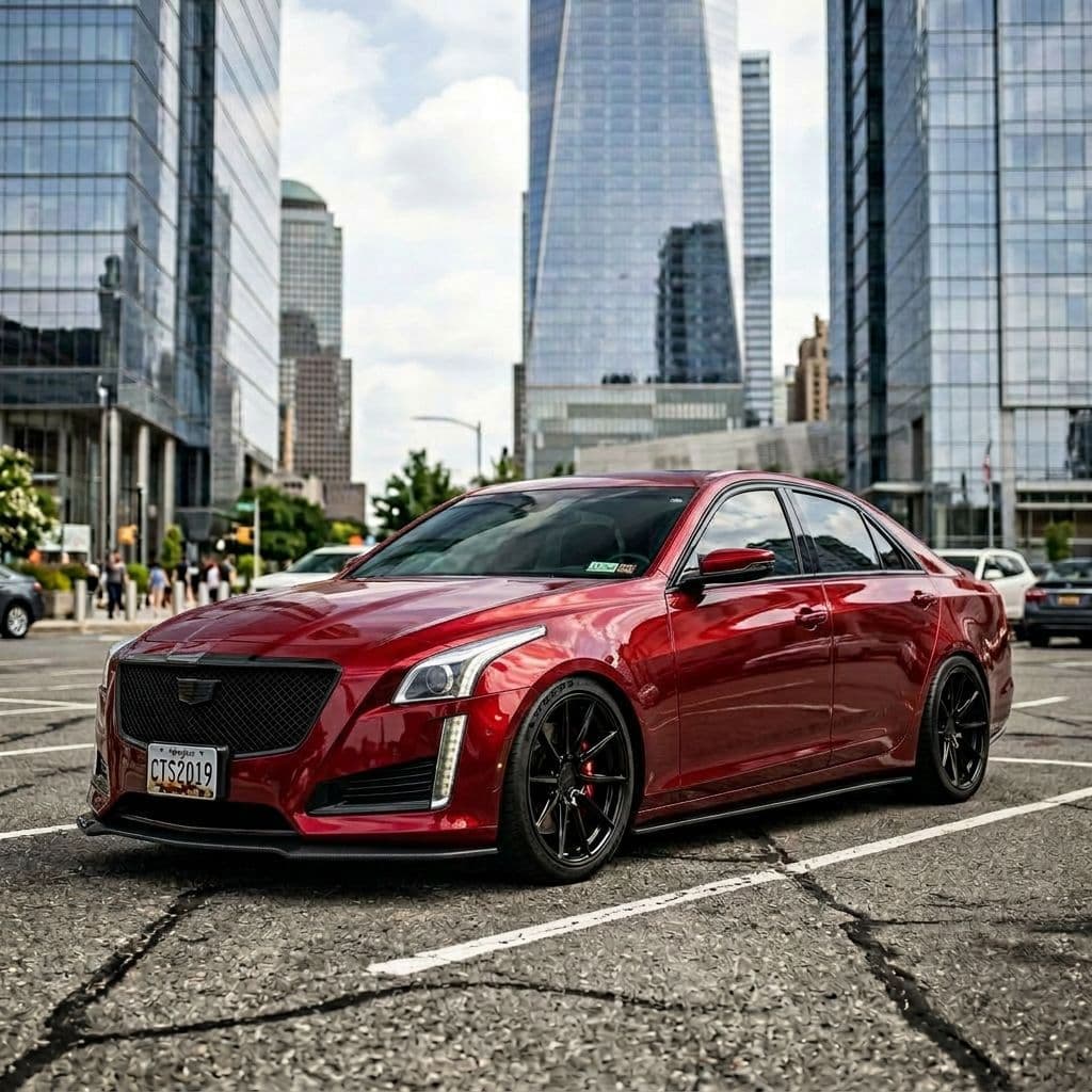 Cadillac CTS with Candy Red paint job - AI generated preview
