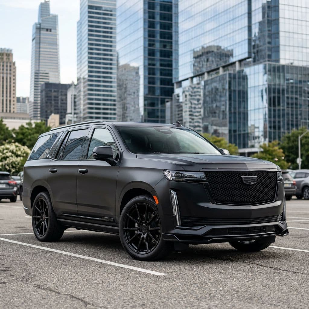 Cadillac Escalade with Matte Black paint job - AI generated preview