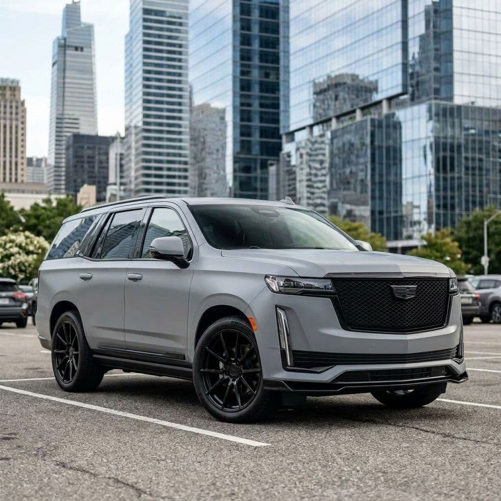 Cadillac Escalade with Nardo Grey paint job - AI generated preview