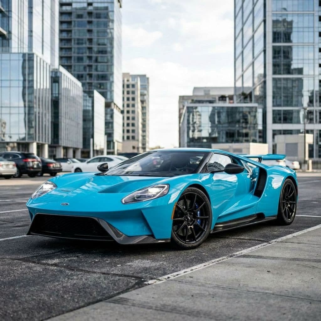 Ford GT with Miami Blue paint job - AI generated preview