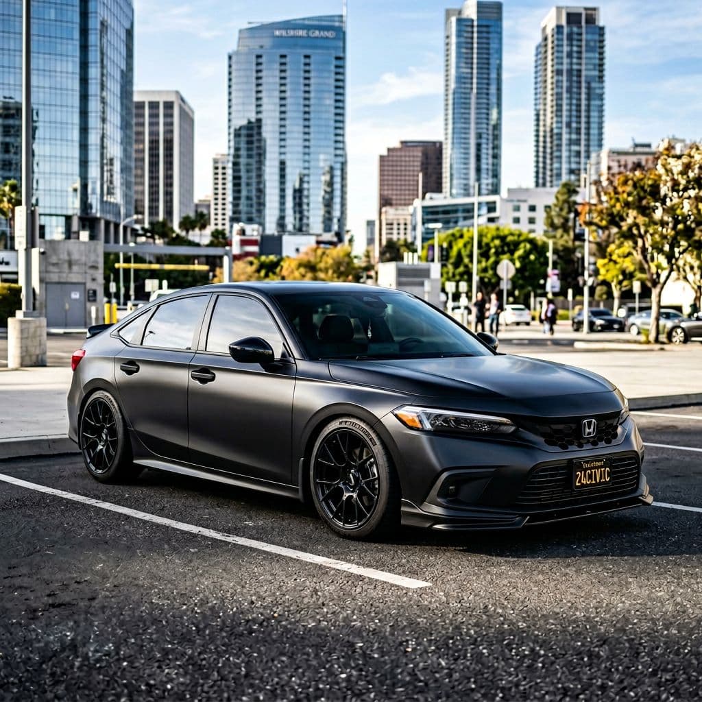 Honda Civic with Matte Black paint job - AI generated preview