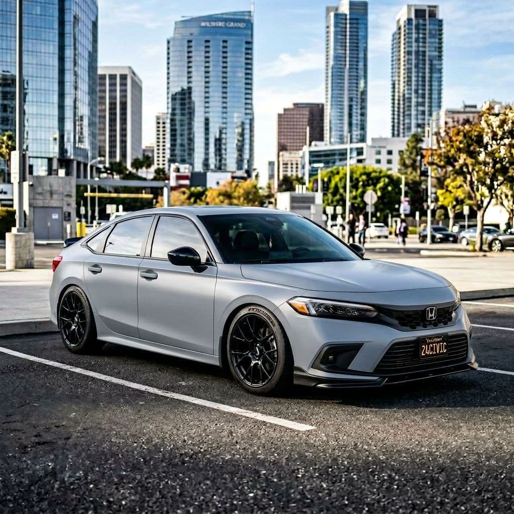 Honda Civic with Nardo Grey paint job - AI generated preview