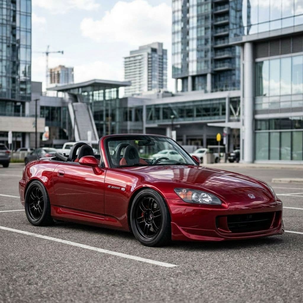 Honda S2000 with Candy Red paint job - AI generated preview