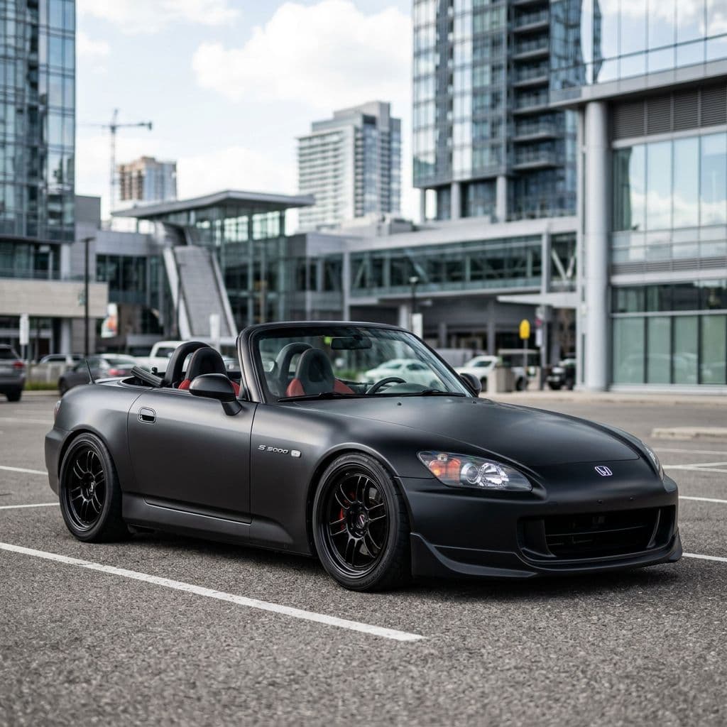 Honda S2000 with Matte Black paint job - AI generated preview
