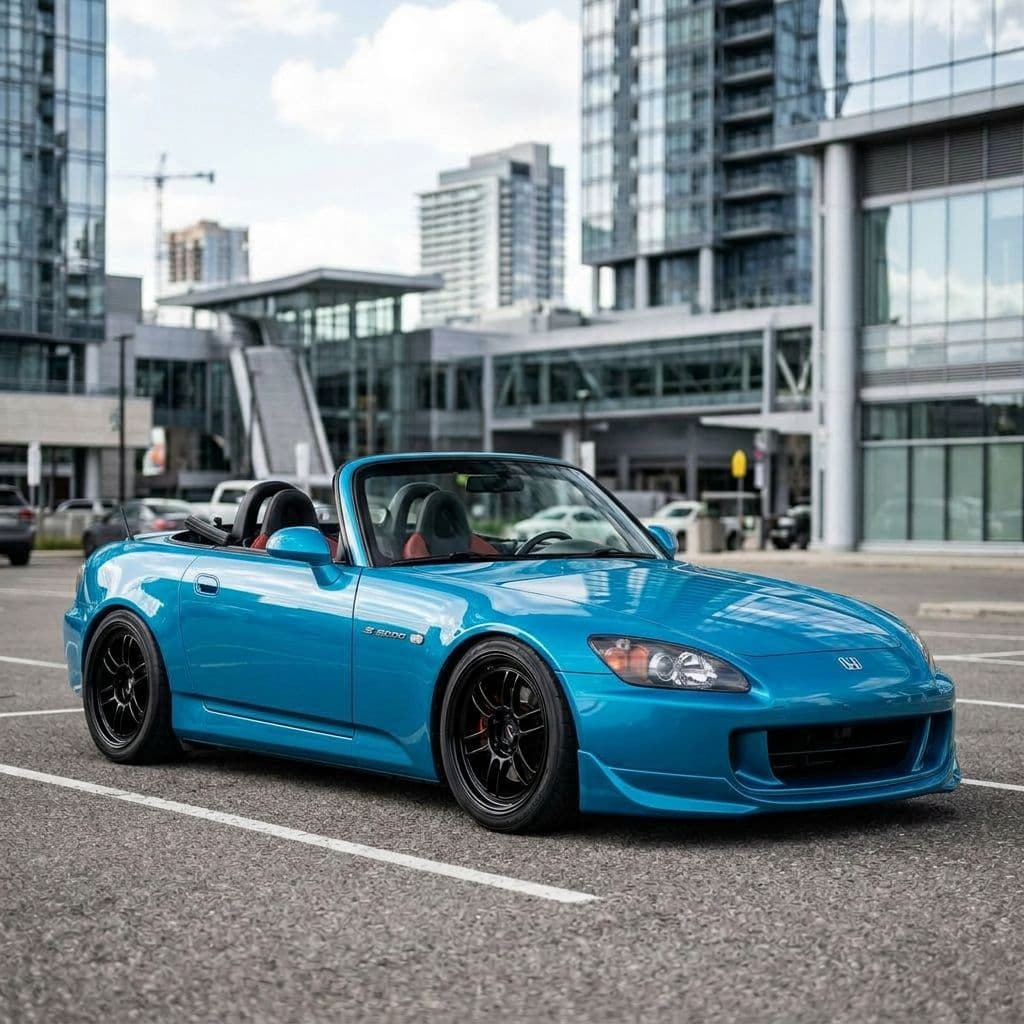 Honda S2000 with Miami Blue paint job - AI generated preview
