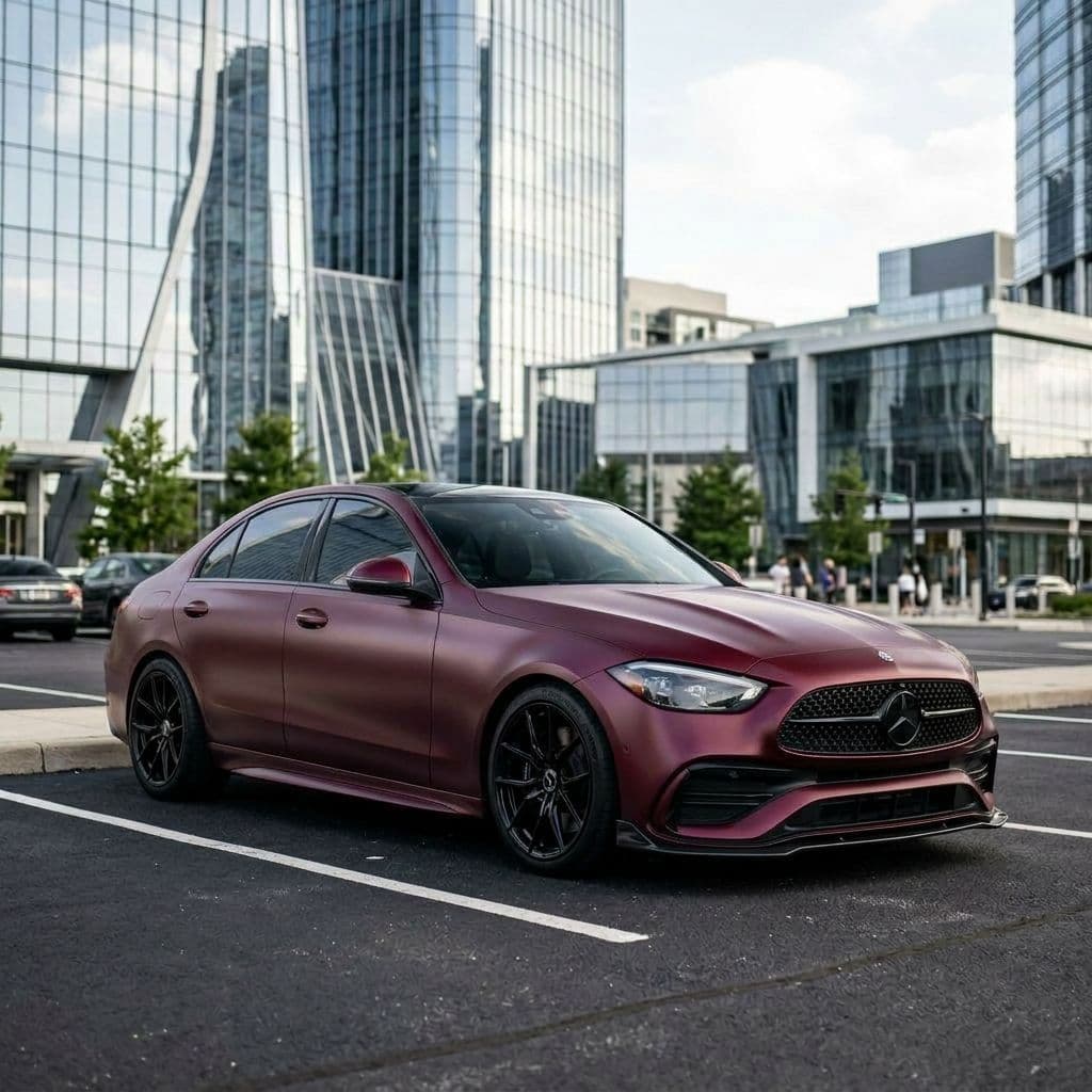 Mercedes-Benz C-Class with Burgundy paint job - AI generated preview