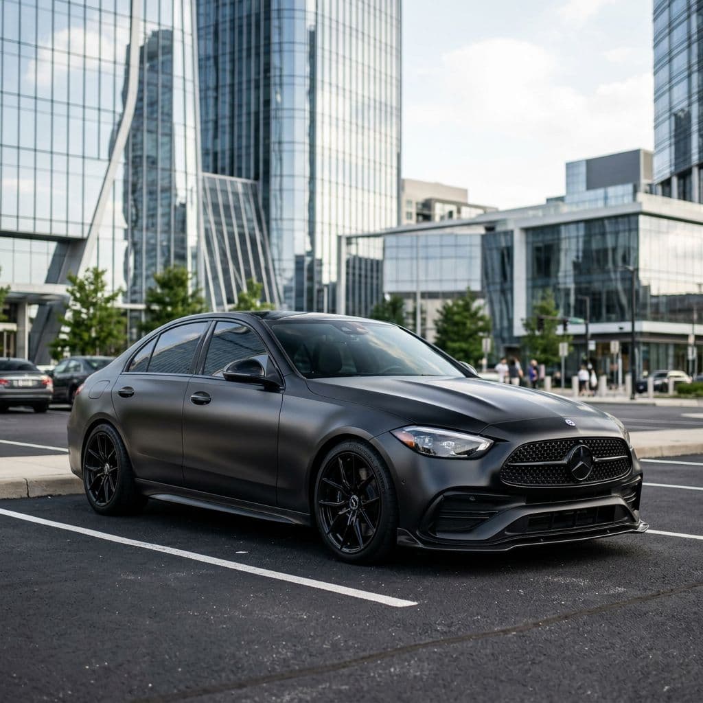 Mercedes-Benz C-Class with Matte Black paint job - AI generated preview