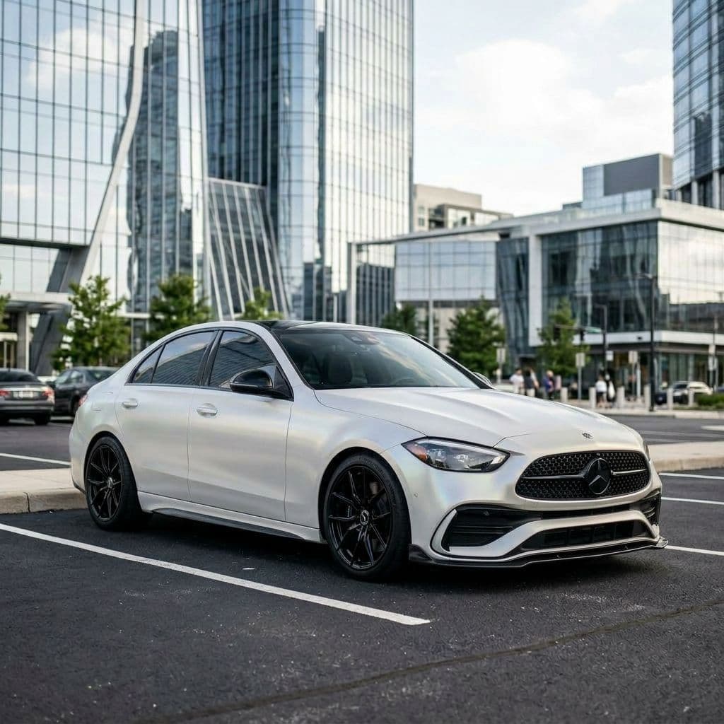 Mercedes-Benz C-Class with Pearl White paint job - AI generated preview