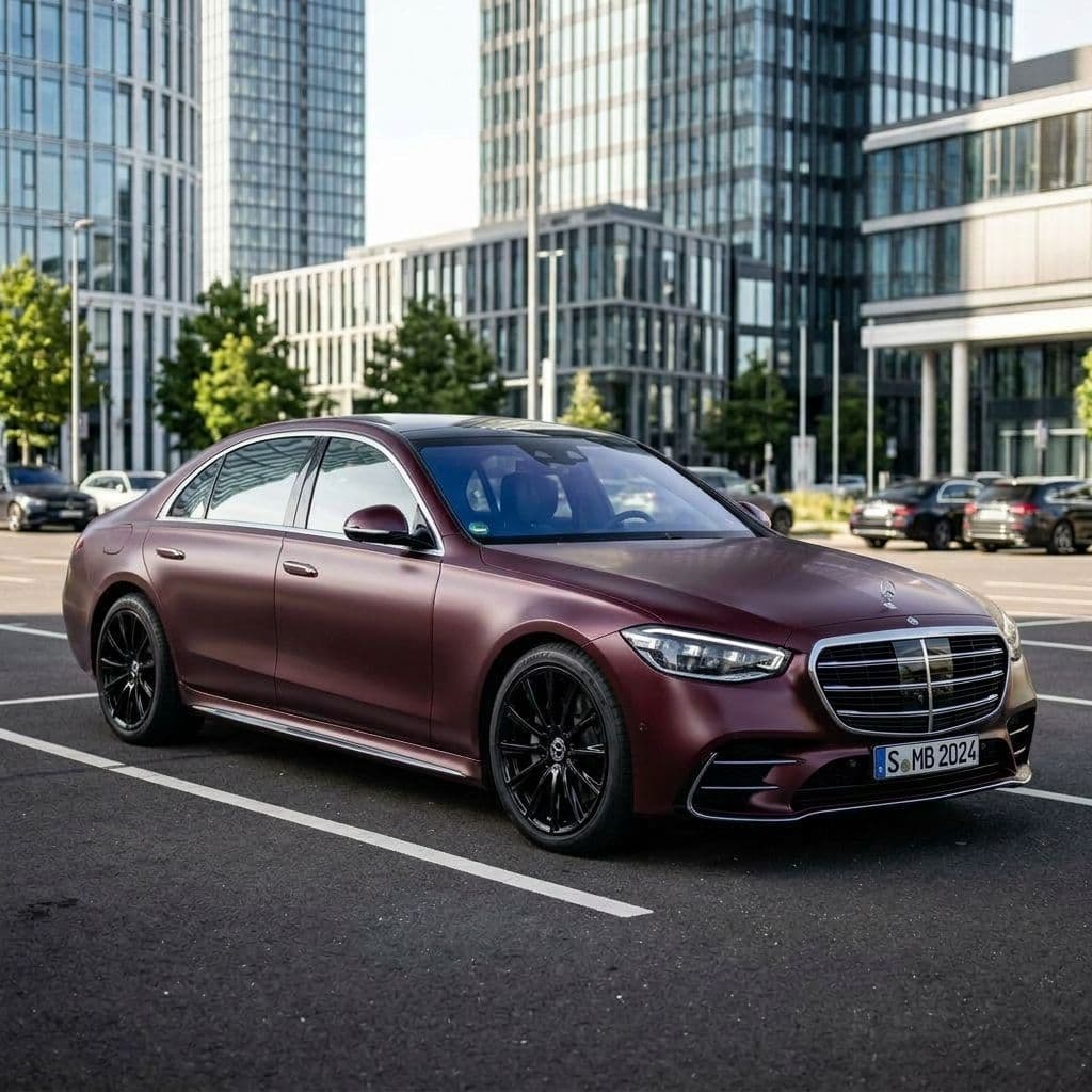 Mercedes-Benz S-Class with Burgundy paint job - AI generated preview