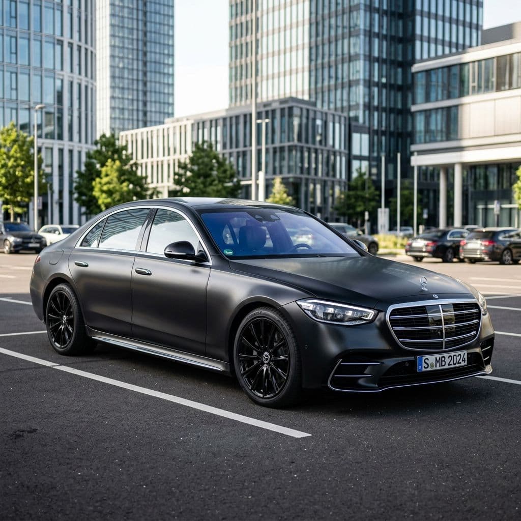 Mercedes-Benz S-Class with Matte Black paint job - AI generated preview