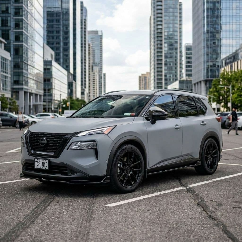 Nissan Rogue with Nardo Grey paint job - AI generated preview