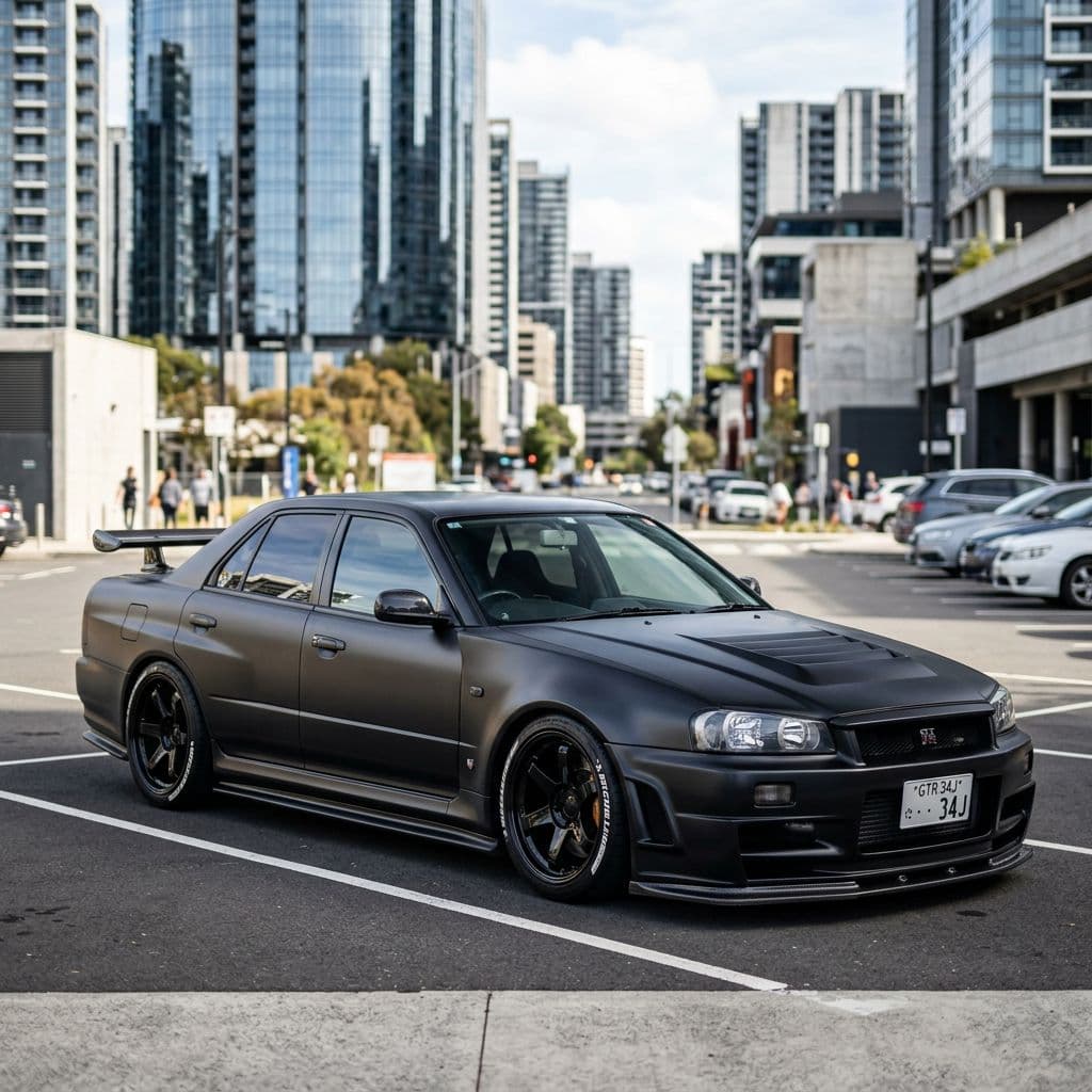 Nissan Skyline with Matte Black paint job - AI generated preview