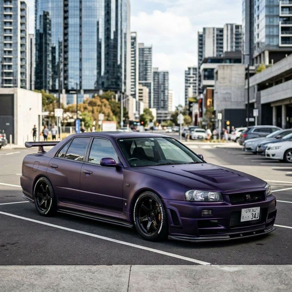 Nissan Skyline with Midnight Purple paint job - AI generated preview