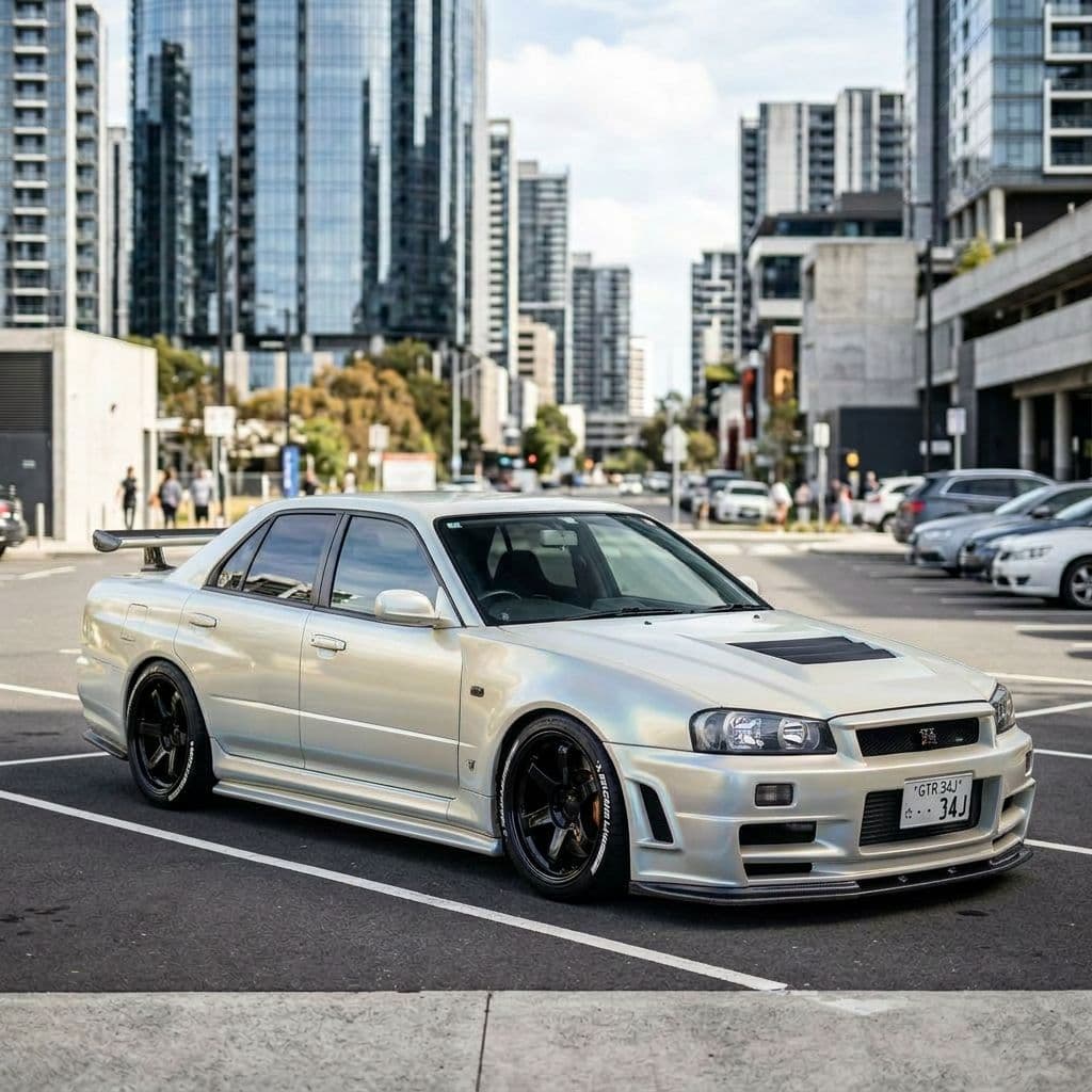 Nissan Skyline with Pearl White paint job - AI generated preview