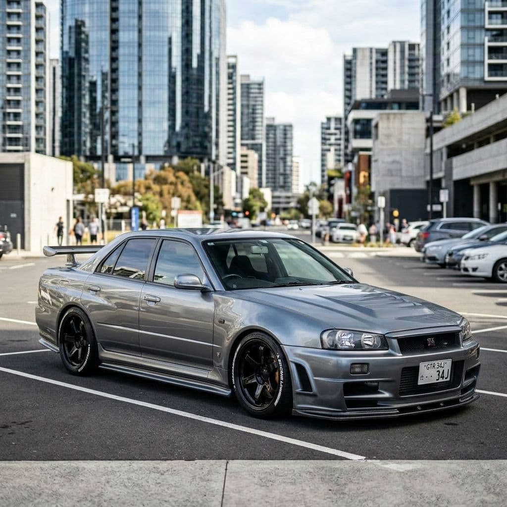 Nissan Skyline with Silver paint job - AI generated preview