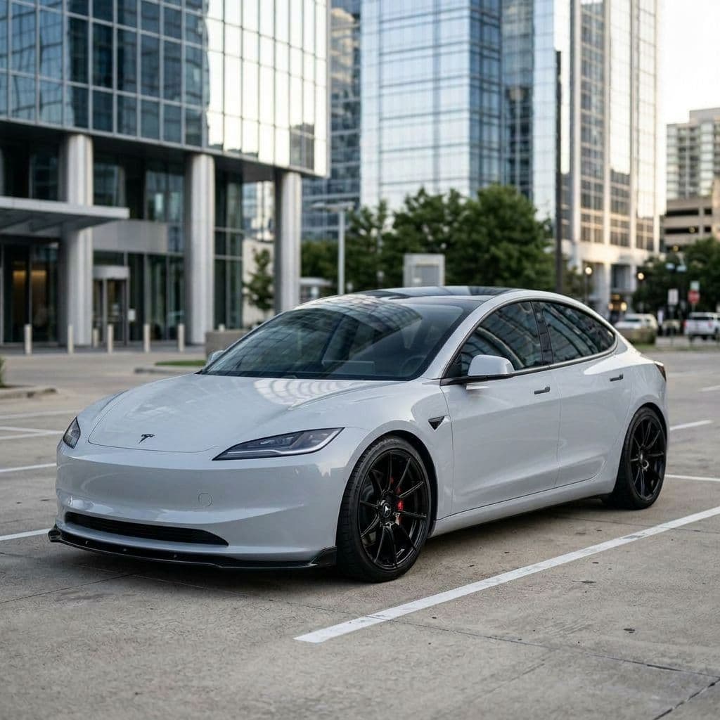 Tesla Model 3 with Nardo Grey paint job - AI generated preview
