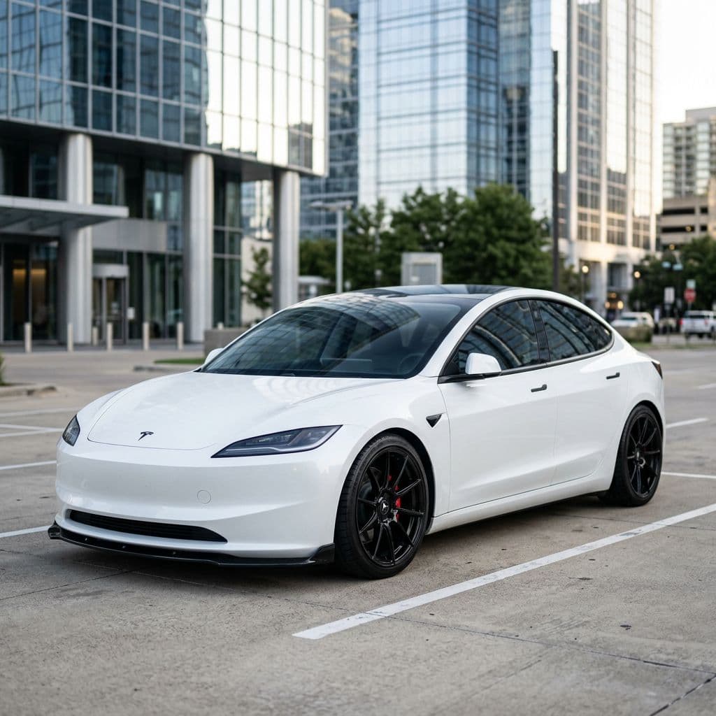 Tesla Model 3 with Pearl White paint job - AI generated preview