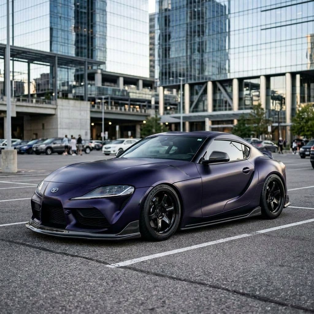 Toyota GR Supra with Midnight Purple paint job - AI generated preview